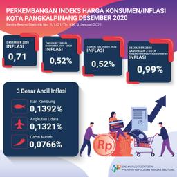 Pangkalpinang City, In Desember 2020 Inflation Was 0.71, CPI 103.44