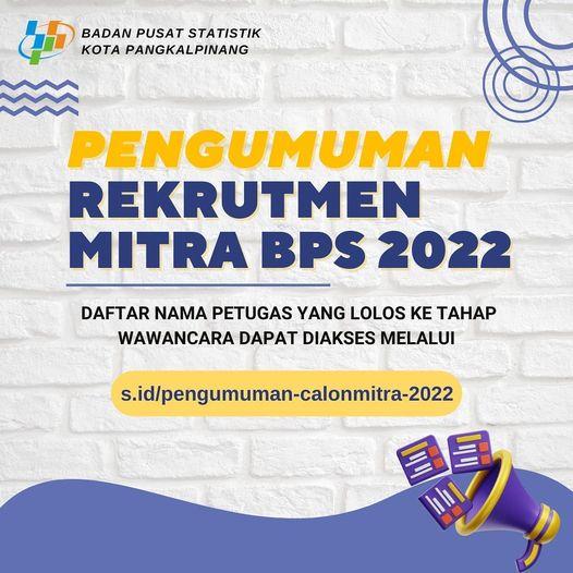 BPS Partner Recruitment Announcement of the City of Pangkalpinang