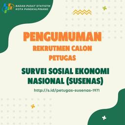 Pengumuman Rekrutmen Calon Petugas Susenas di BPS Kota Pangkalpinang Tahun 2022