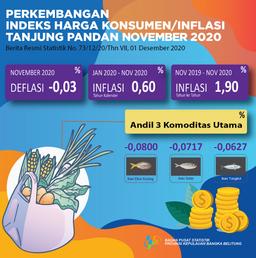 November 2020, Kota Tanjungpandan Mengalami Deflasi Sebesar 0,03 Persen Dengan IHK 105,07