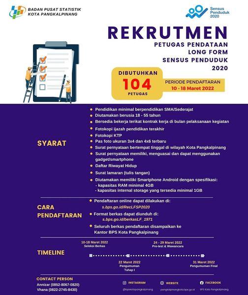 Rekrutmen Mitra BPS untuk petugas Pendataan LF SP2020